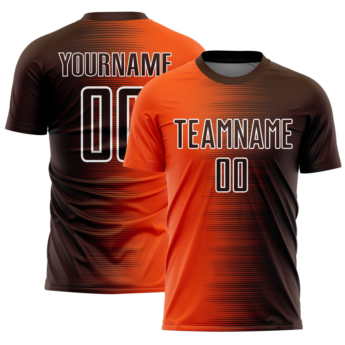 Custom Brown Orange-White Gradient Line Sublimation Soccer Uniform Jersey - Main View