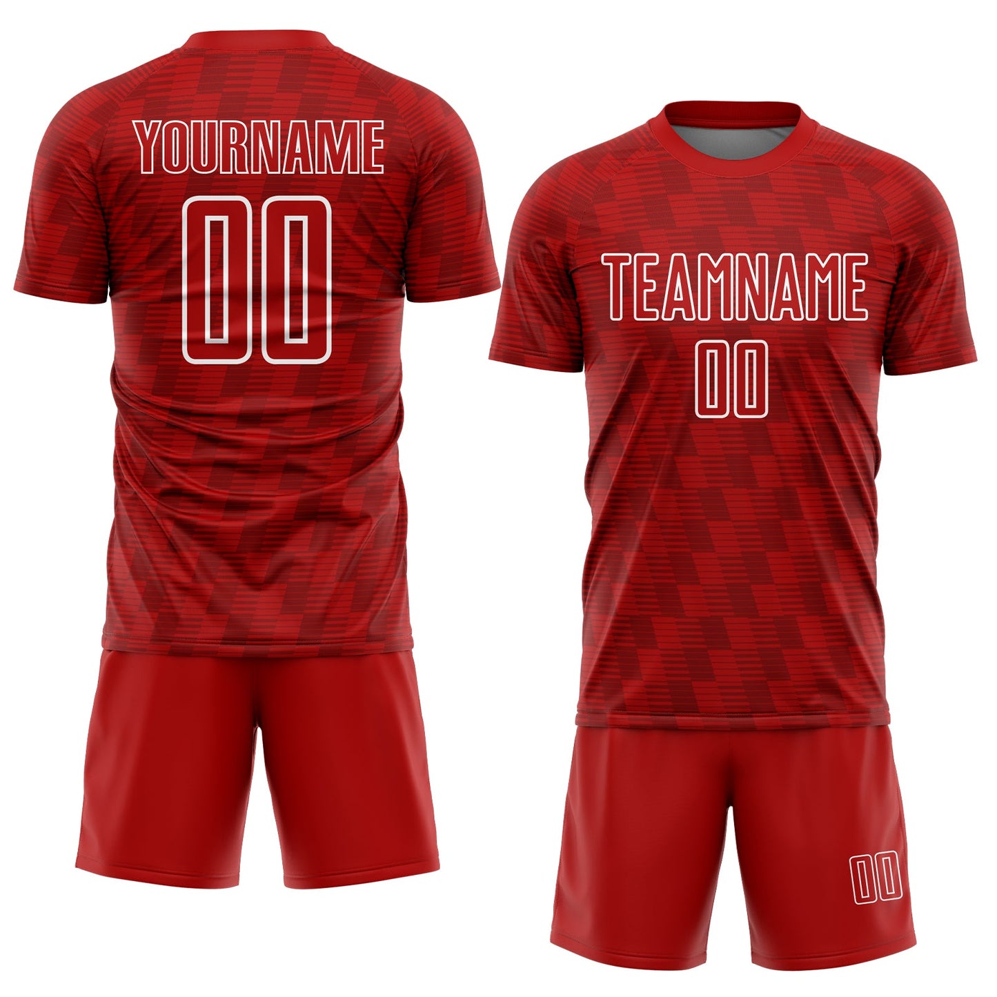 Custom Red White Line Sublimation Soccer Uniform Jersey view 2