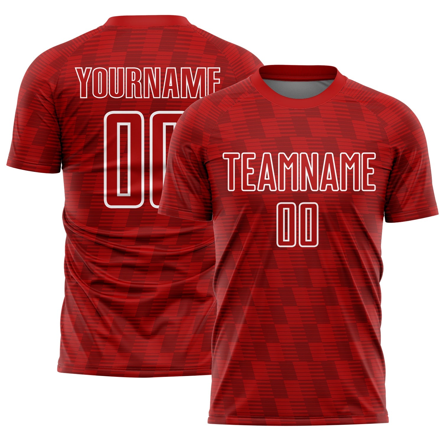 Custom Red White Line Sublimation Soccer Uniform Jersey - Main View