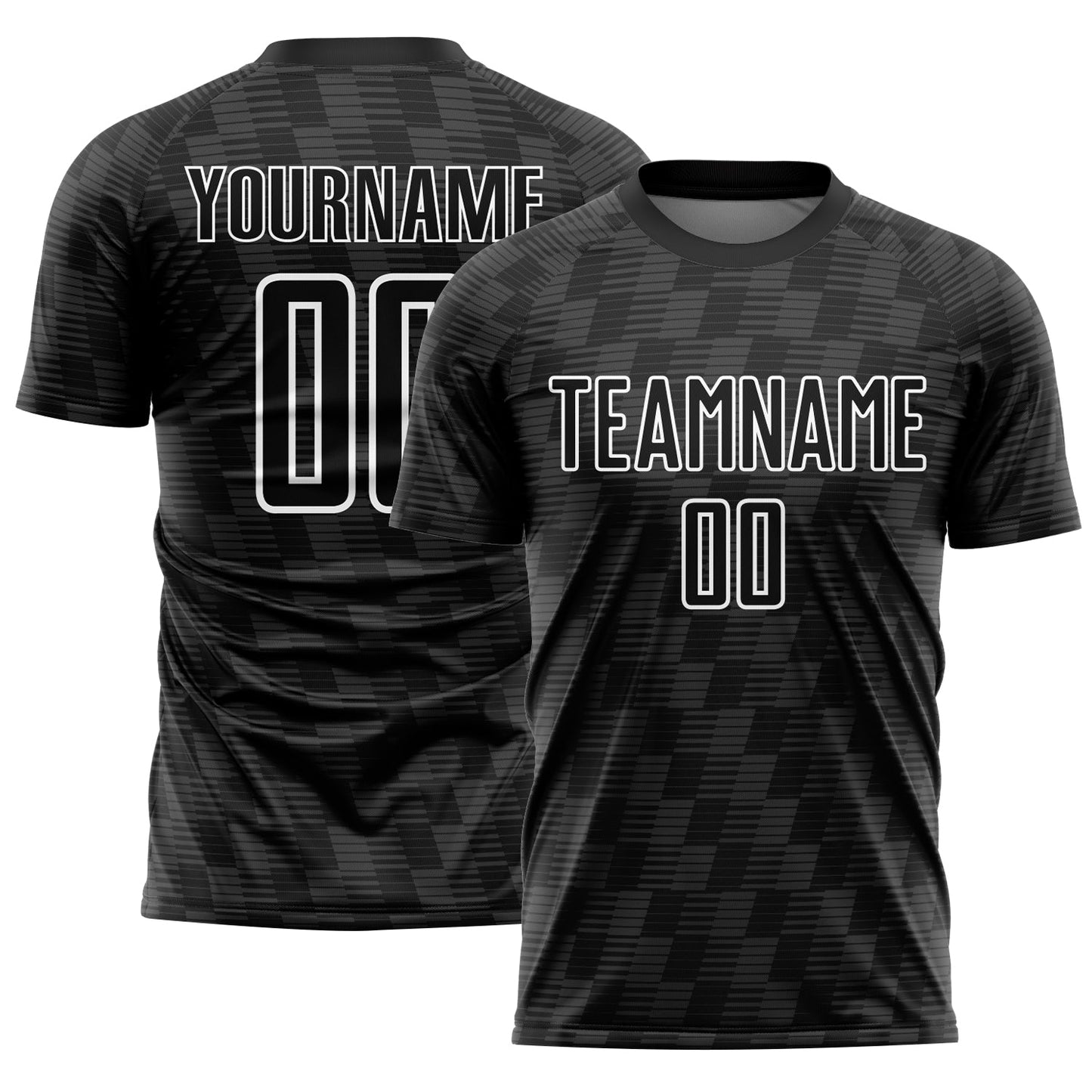 Custom Black White Line Sublimation Soccer Uniform Jersey - Main View