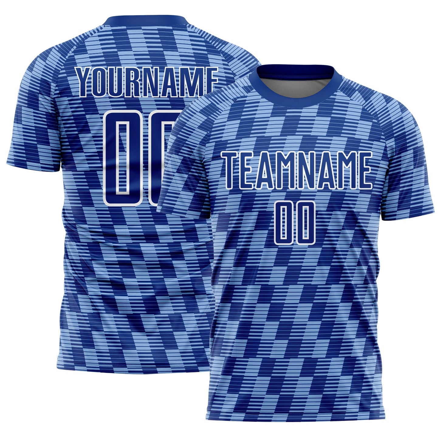 Custom Royal Light Blue-White Line Sublimation Soccer Uniform Jersey - Main View