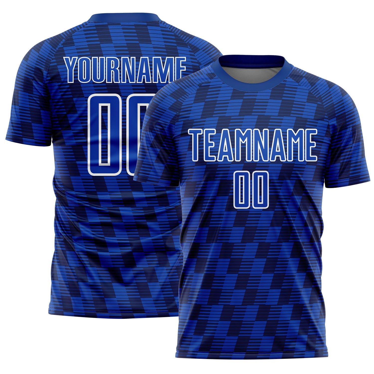 Custom Navy Thunder Blue-White Line Sublimation Soccer Uniform Jersey - Main View