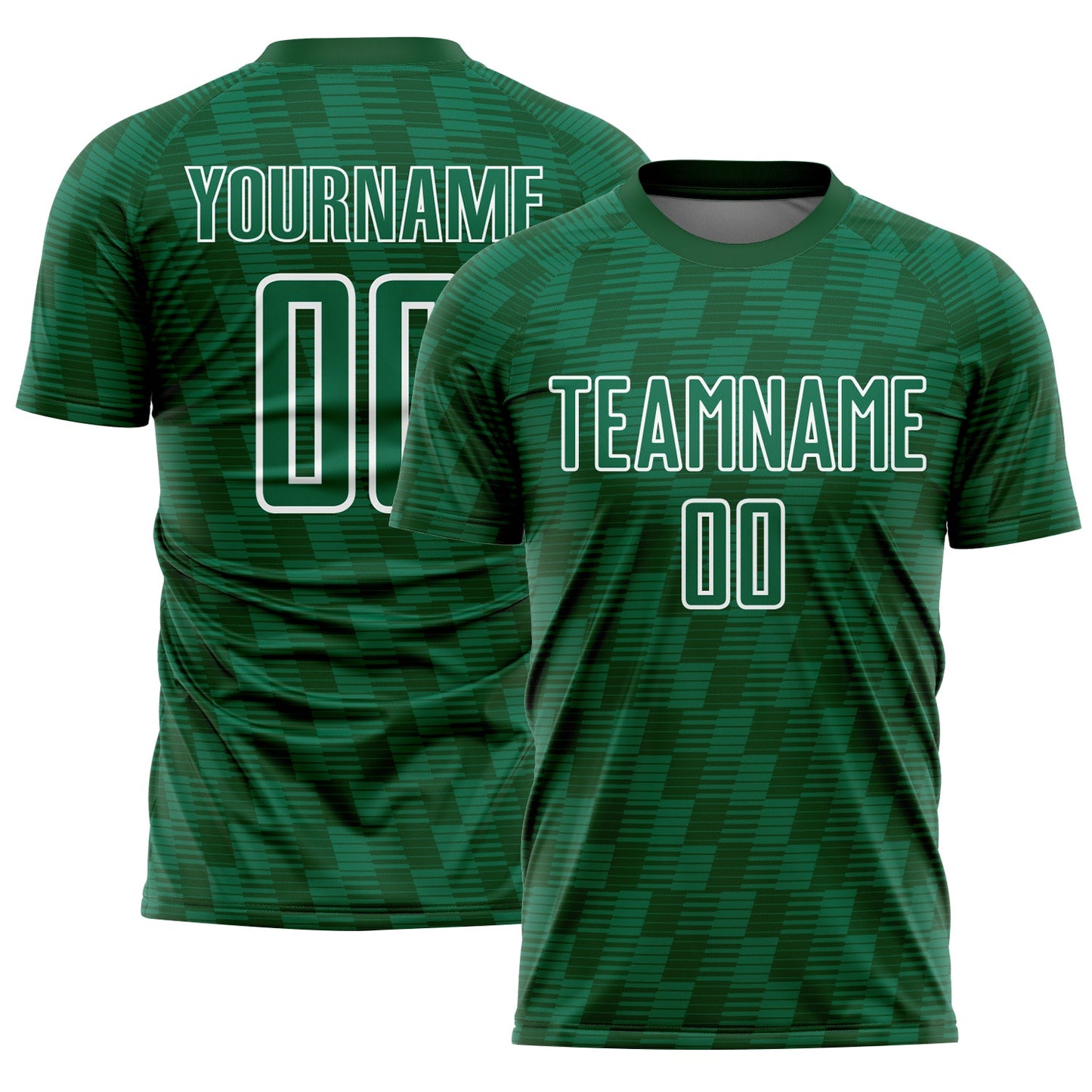 Custom Kelly Green Green-White Line Sublimation Soccer Uniform Jersey - Main View