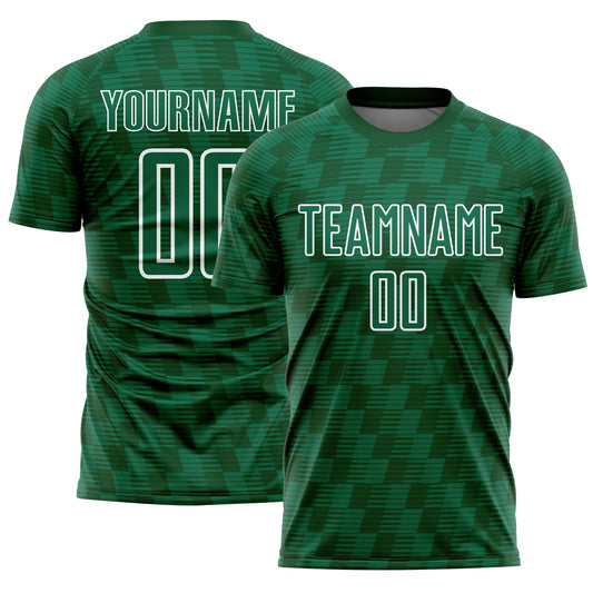 Custom Kelly Green Green-White Line Sublimation Soccer Uniform Jersey - Main View