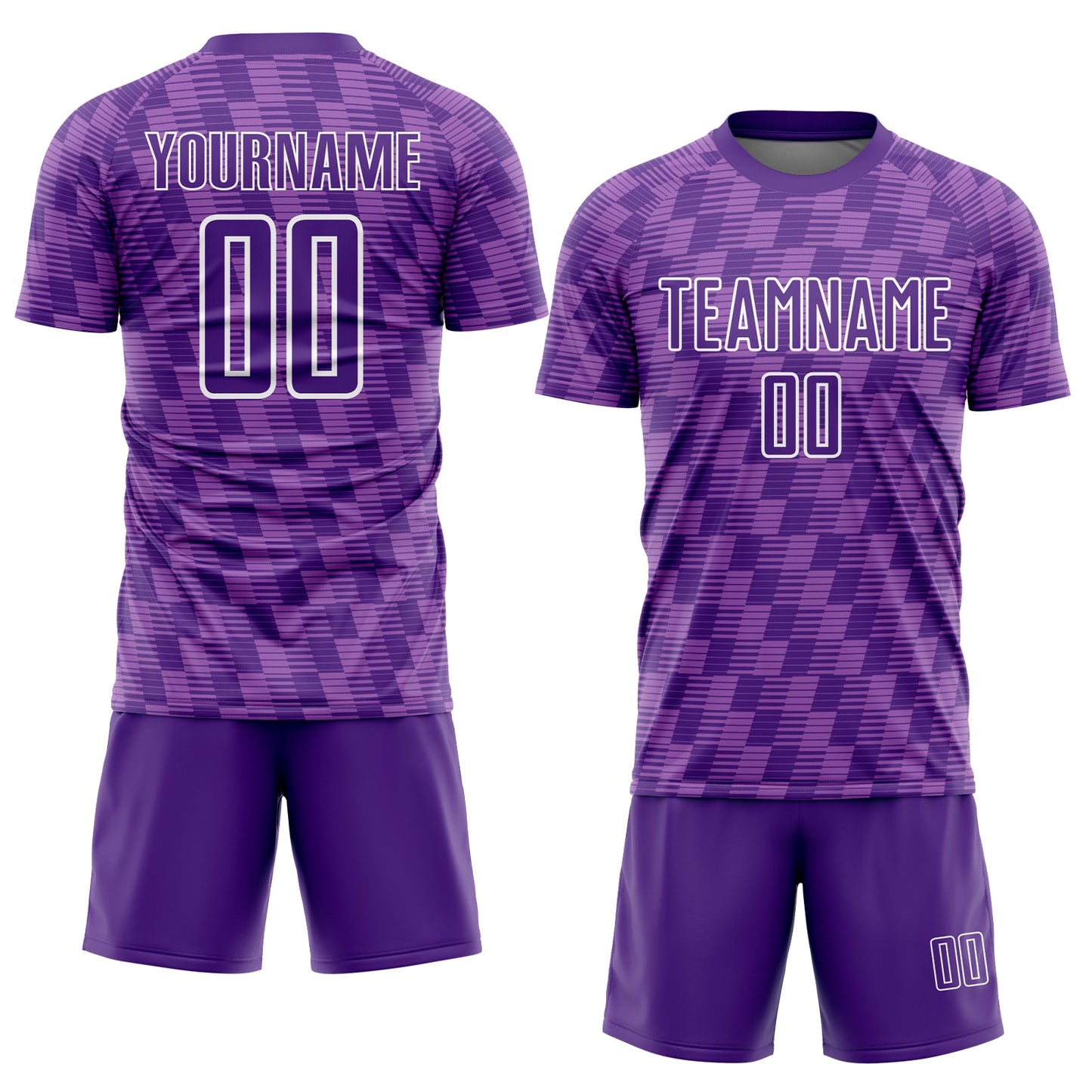 Custom Purple Medium Purple-White Line Sublimation Soccer Uniform Jersey view 2