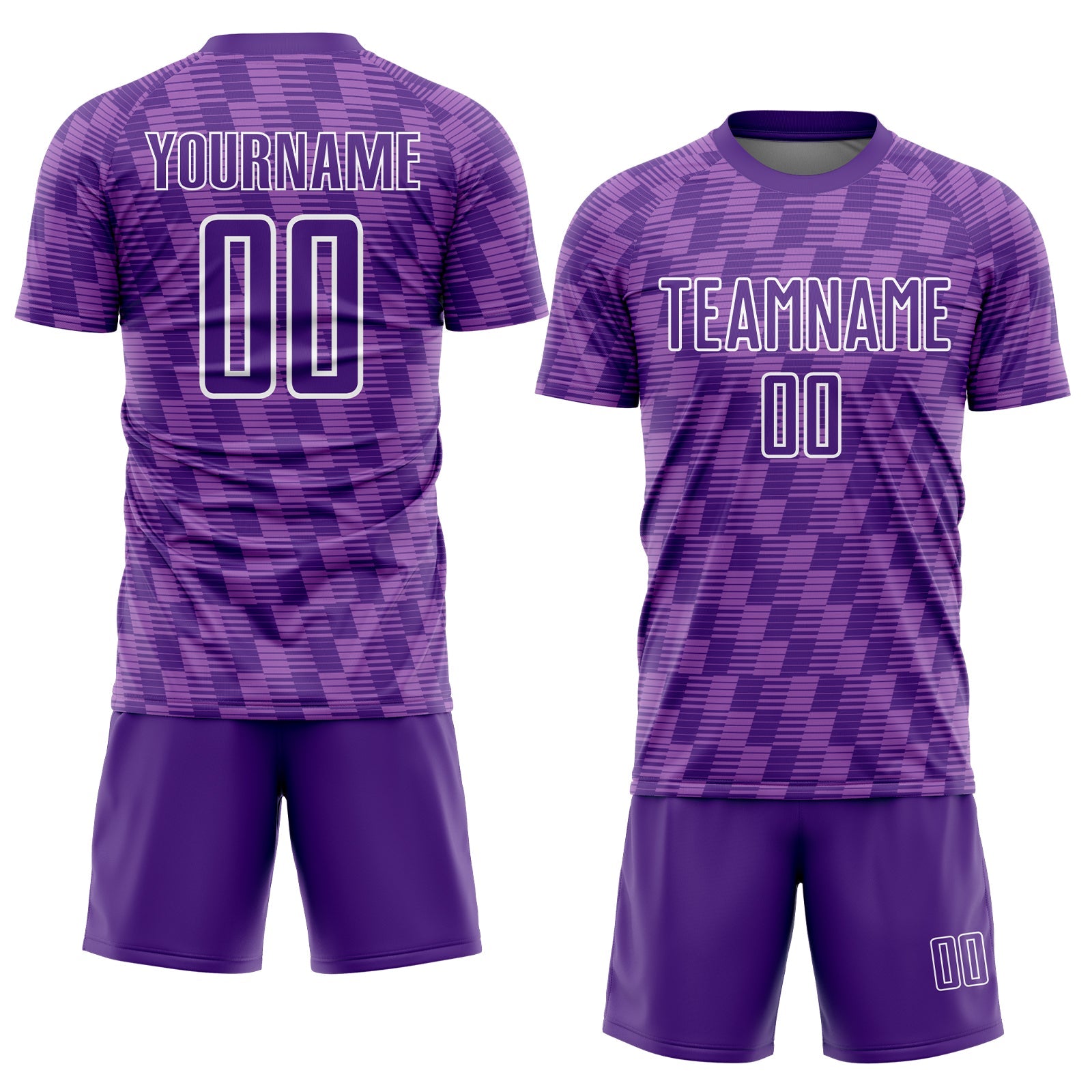 Custom Purple Medium Purple-White Line Sublimation Soccer Uniform Jersey view 2