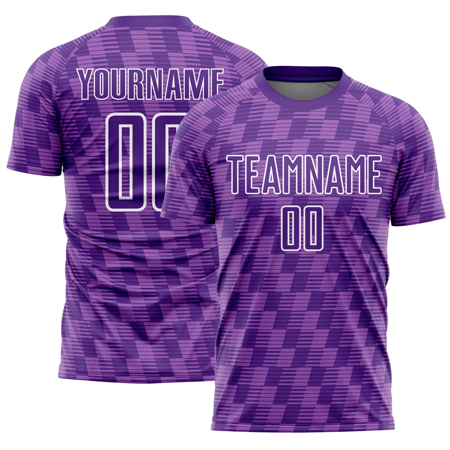 Custom Purple Medium Purple-White Line Sublimation Soccer Uniform Jersey - Main View