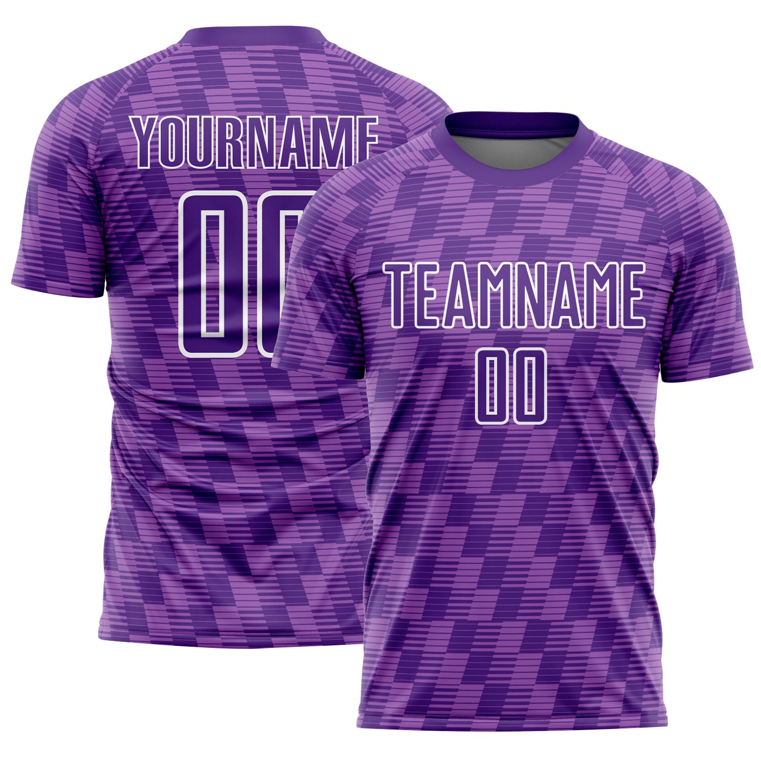 Custom Purple Medium Purple-White Line Sublimation Soccer Uniform Jersey - Main View