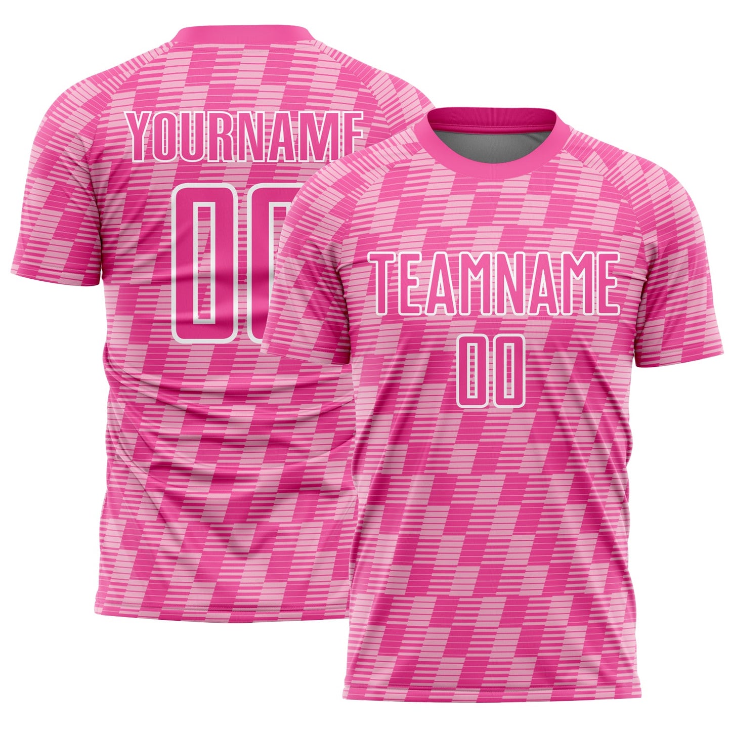 Custom Pink Light Pink-White Line Sublimation Soccer Uniform Jersey - Main View