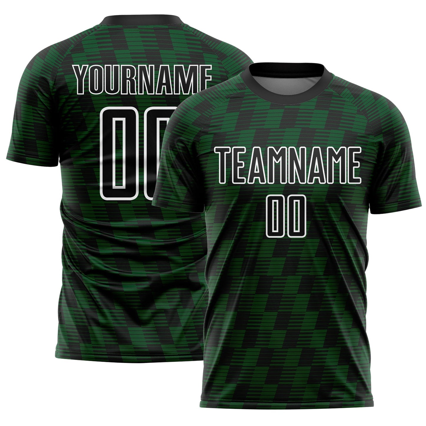 Custom Black Green-White Line Sublimation Soccer Uniform Jersey - Main View
