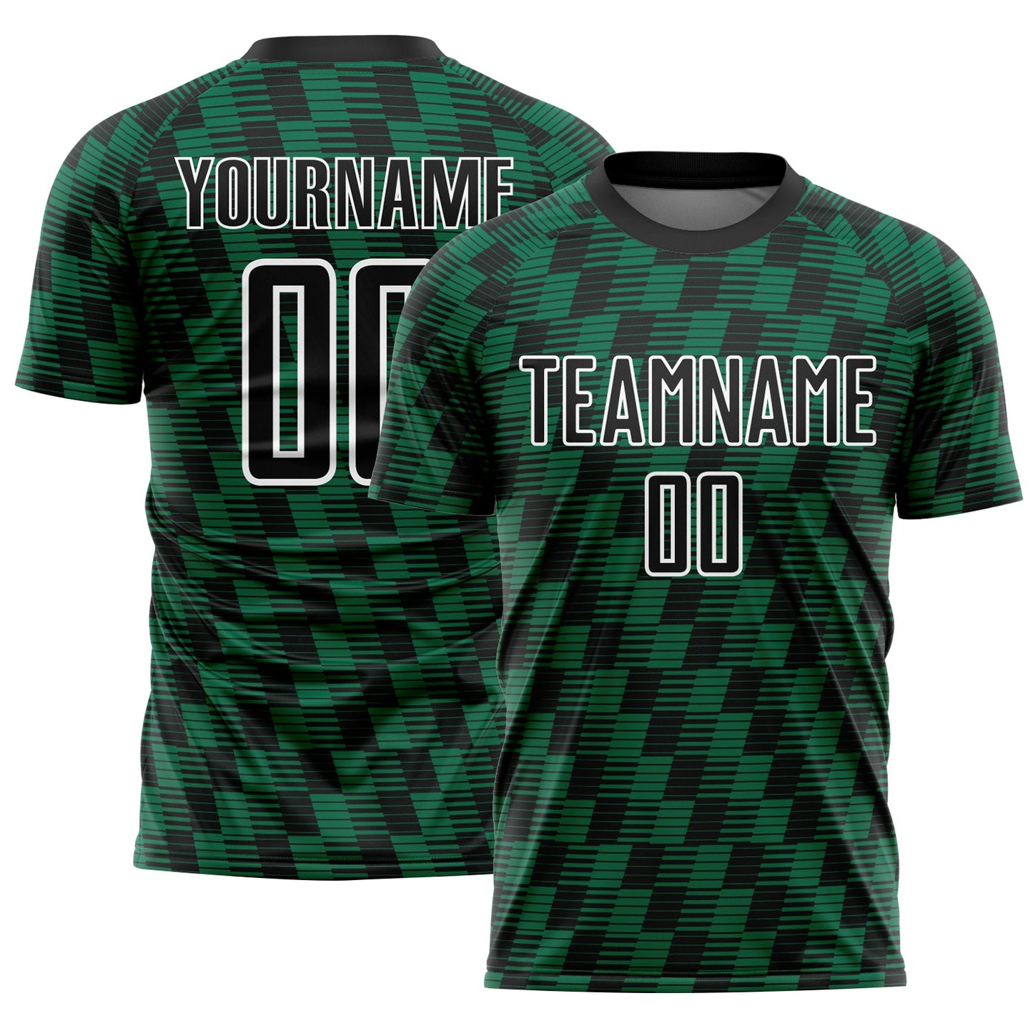 Custom Black Kelly Green-White Line Sublimation Soccer Uniform Jersey - Main View