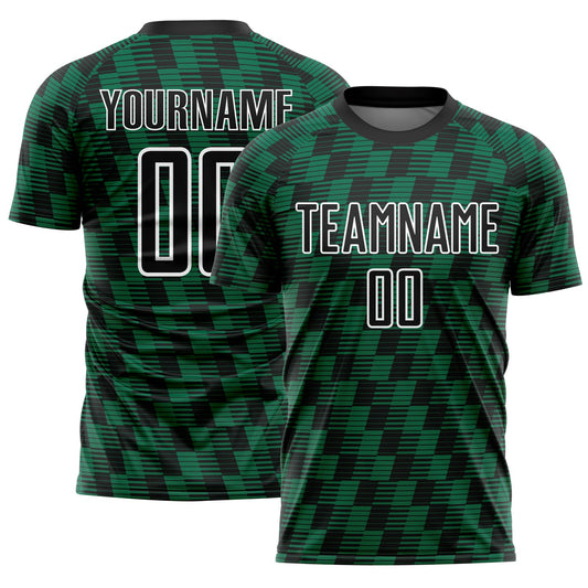 Custom Black Kelly Green-White Line Sublimation Soccer Uniform Jersey - Main View