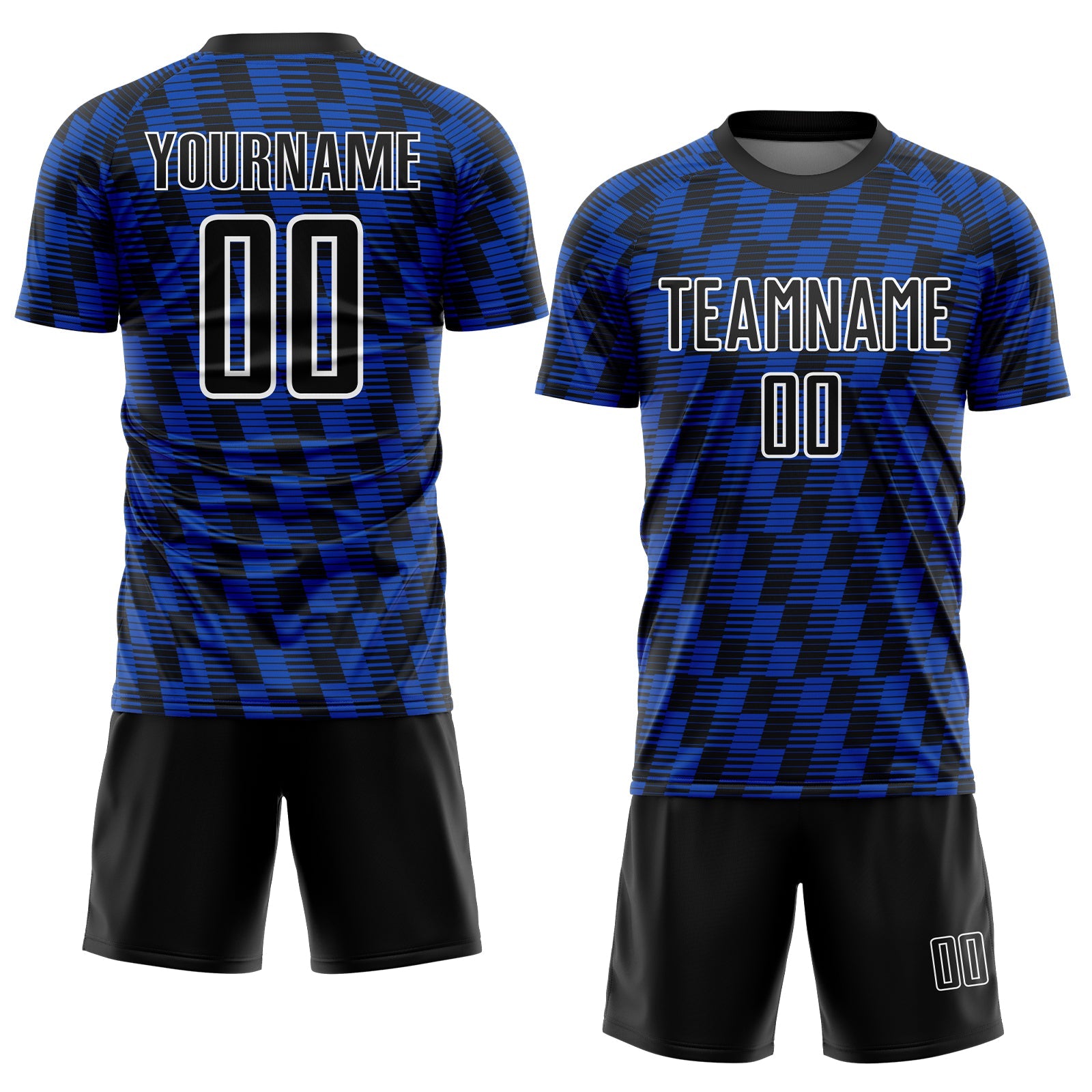 Custom Black Thunder Blue-White Line Sublimation Soccer Uniform Jersey view 2