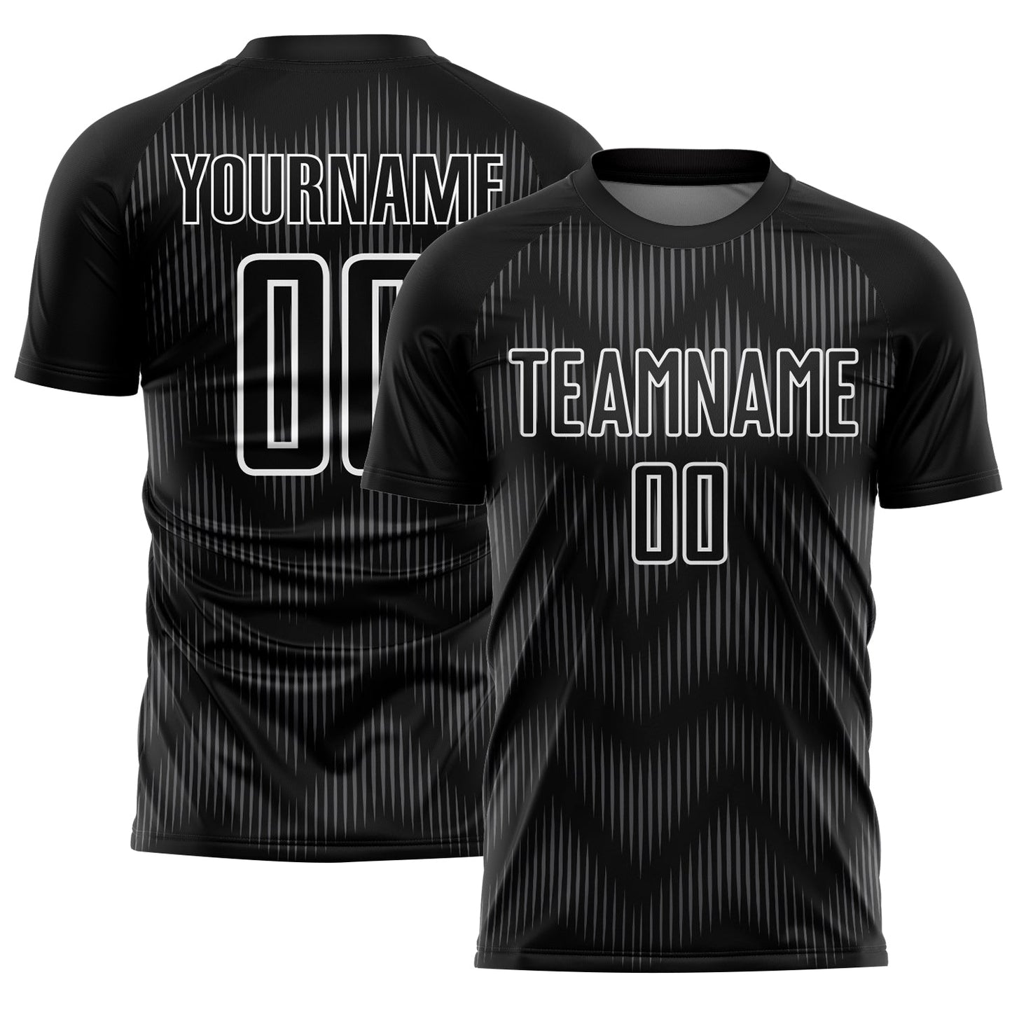 Custom Black Steel Gray-White Line Sublimation Soccer Uniform Jersey - Main View