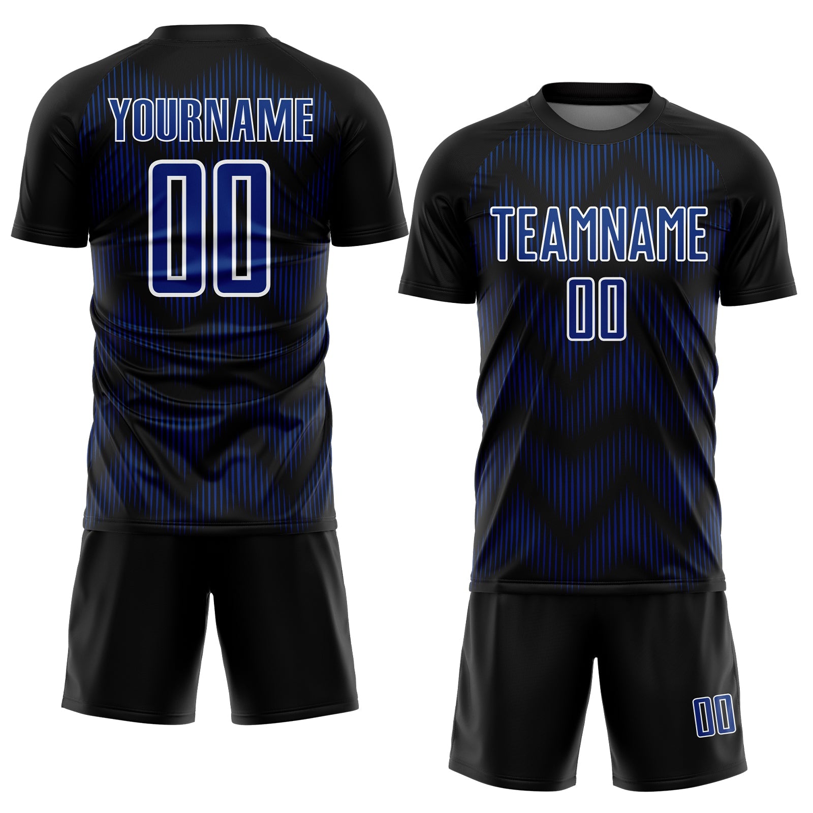 Custom Black Royal-White Line Sublimation Soccer Uniform Jersey view 2