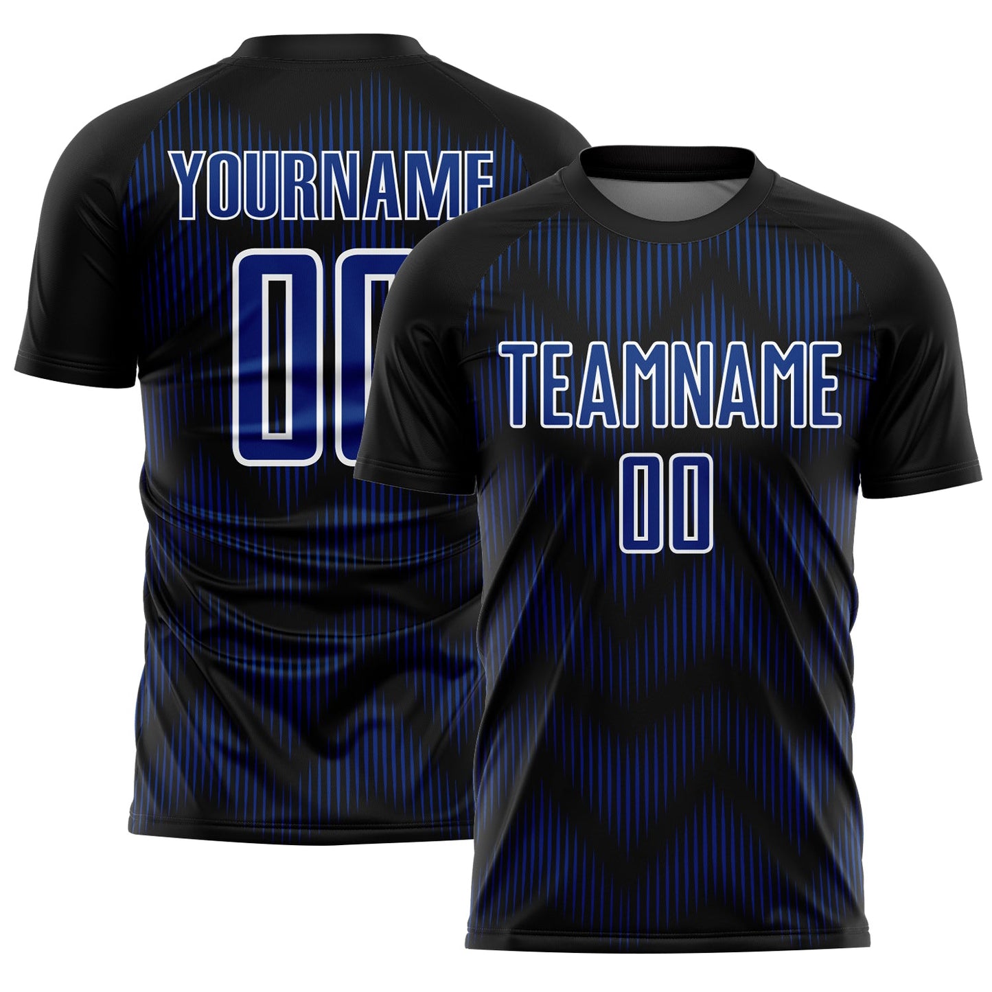 Custom Black Royal-White Line Sublimation Soccer Uniform Jersey - Main View