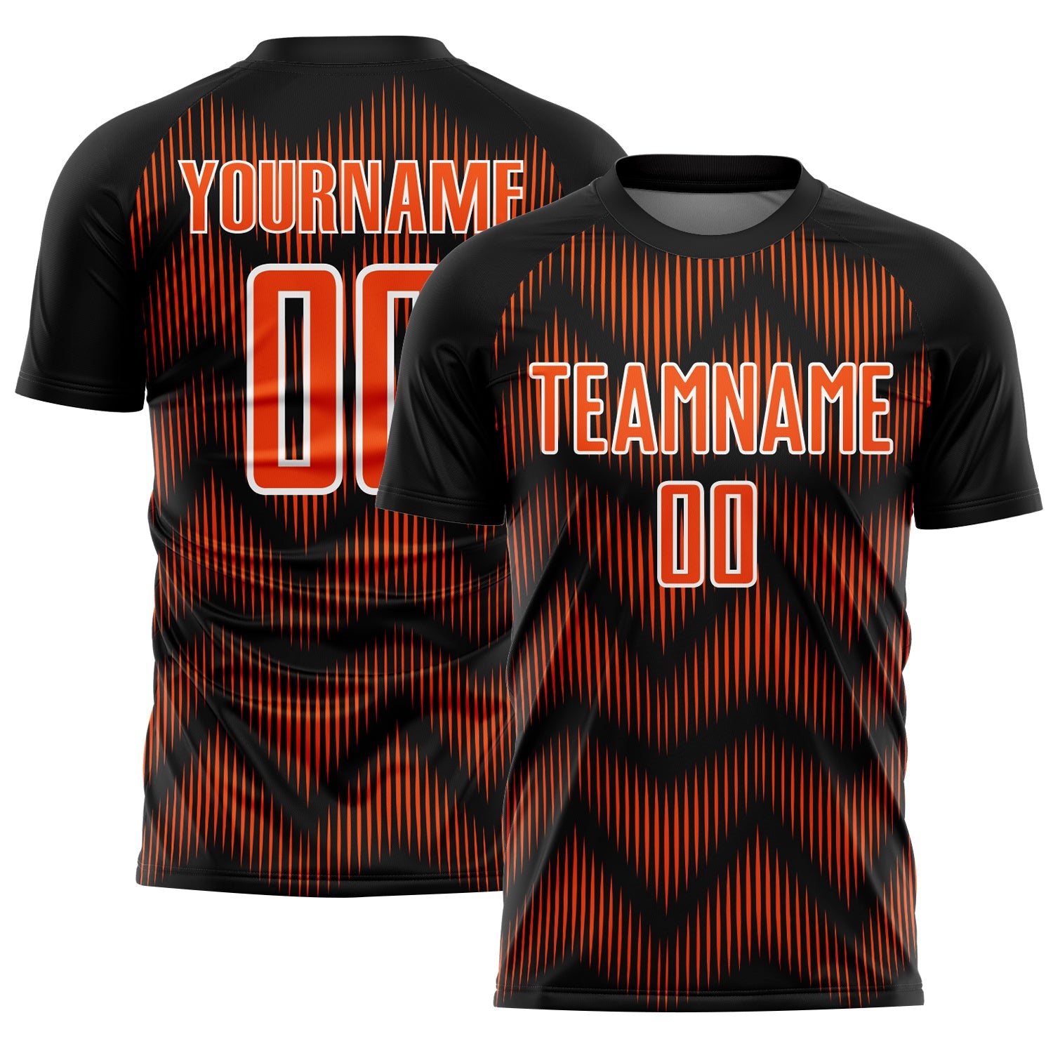 Custom Black Orange-White Line Sublimation Soccer Uniform Jersey - Main View