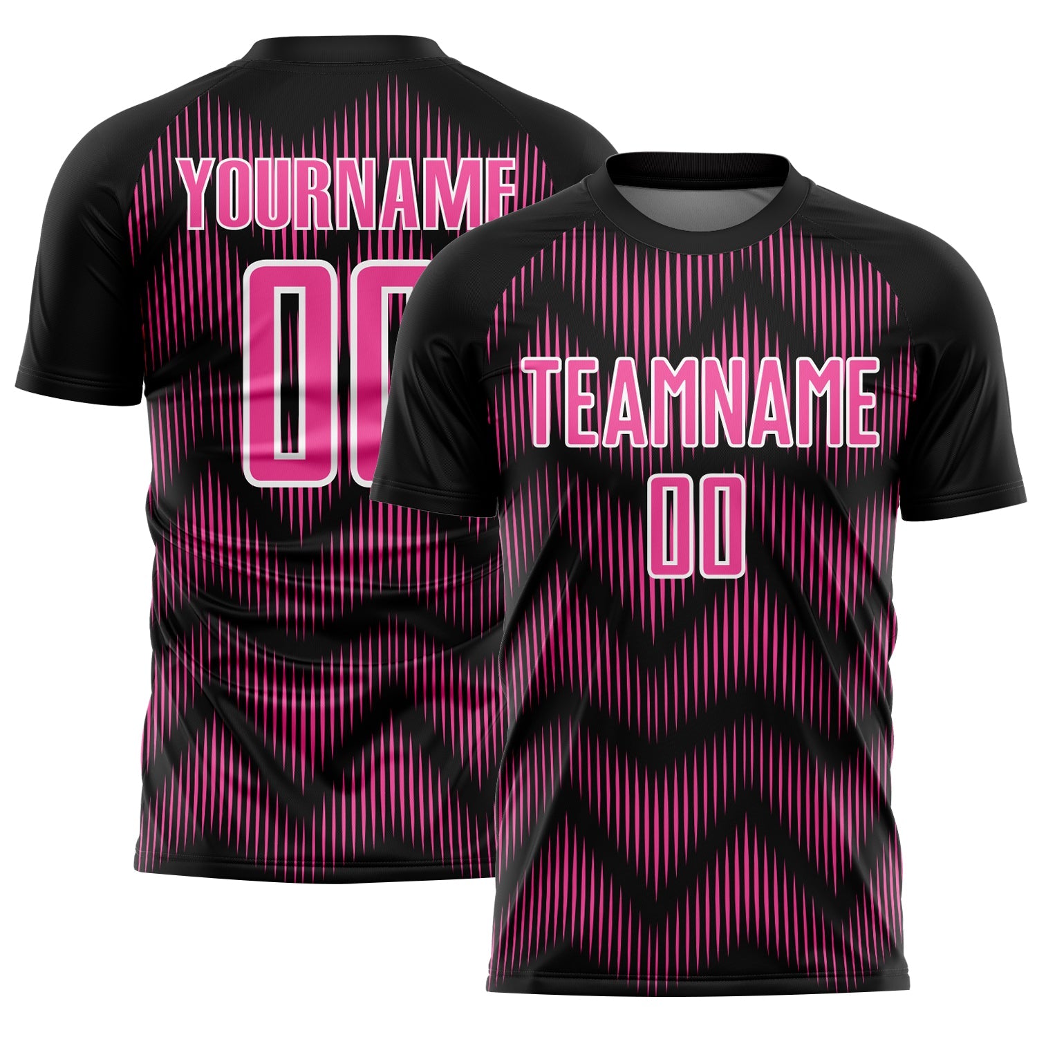 Custom Black Pink-White Line Sublimation Soccer Uniform Jersey - Main View