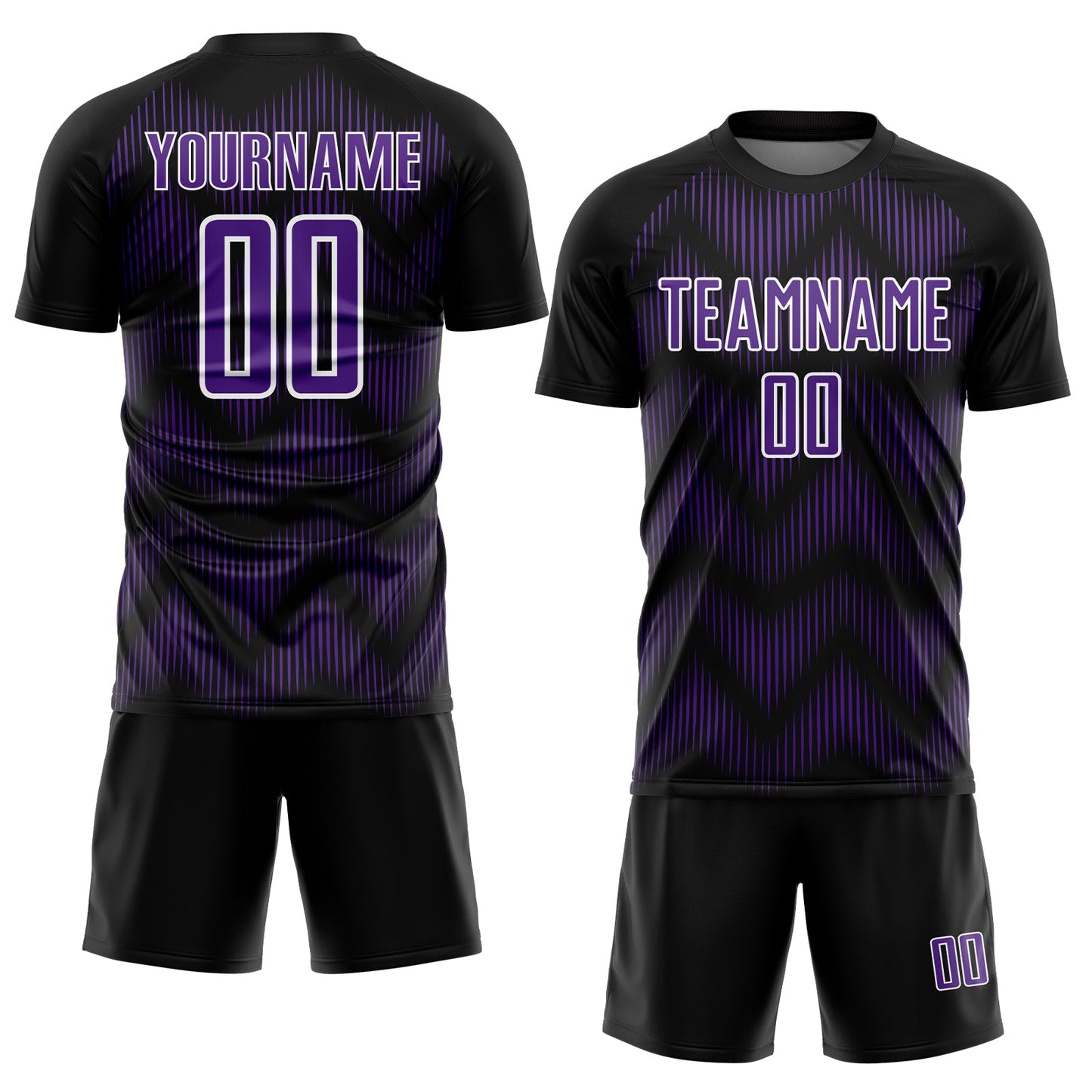 Custom Black Purple-White Line Sublimation Soccer Uniform Jersey view 2