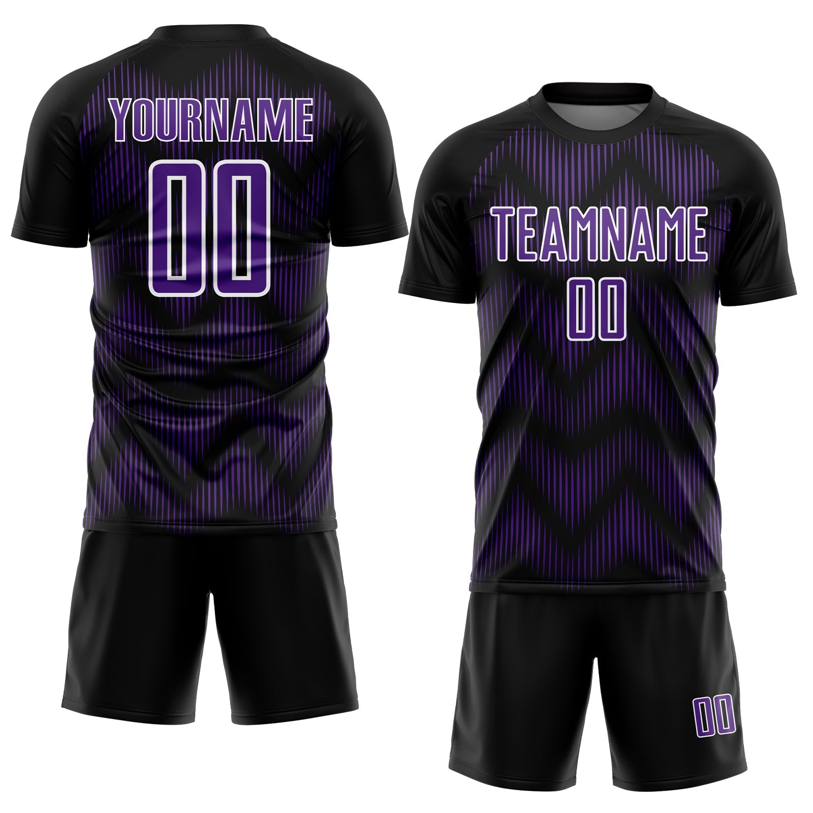 Custom Black Purple-White Line Sublimation Soccer Uniform Jersey view 2