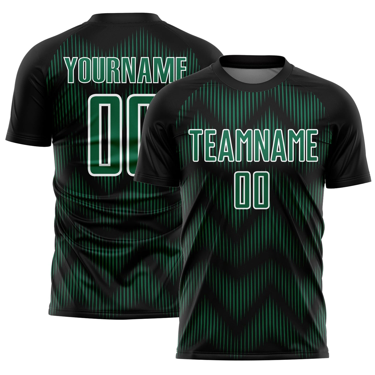 Custom Black Kelly Green-White Line Sublimation Soccer Uniform Jersey - Main View