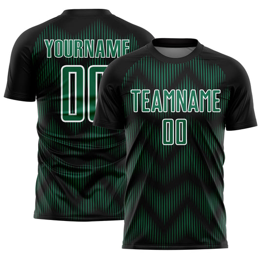 Custom Black Kelly Green-White Line Sublimation Soccer Uniform Jersey - Main View
