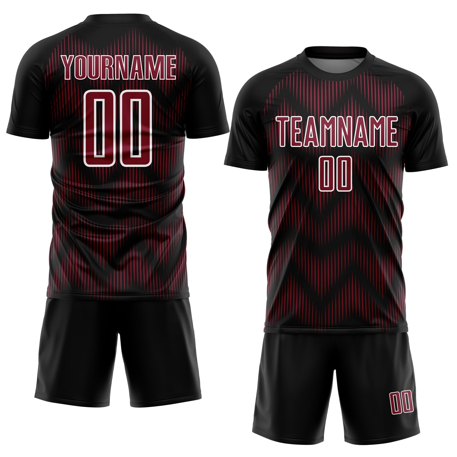 Custom Black Crimson-White Line Sublimation Soccer Uniform Jersey view 2