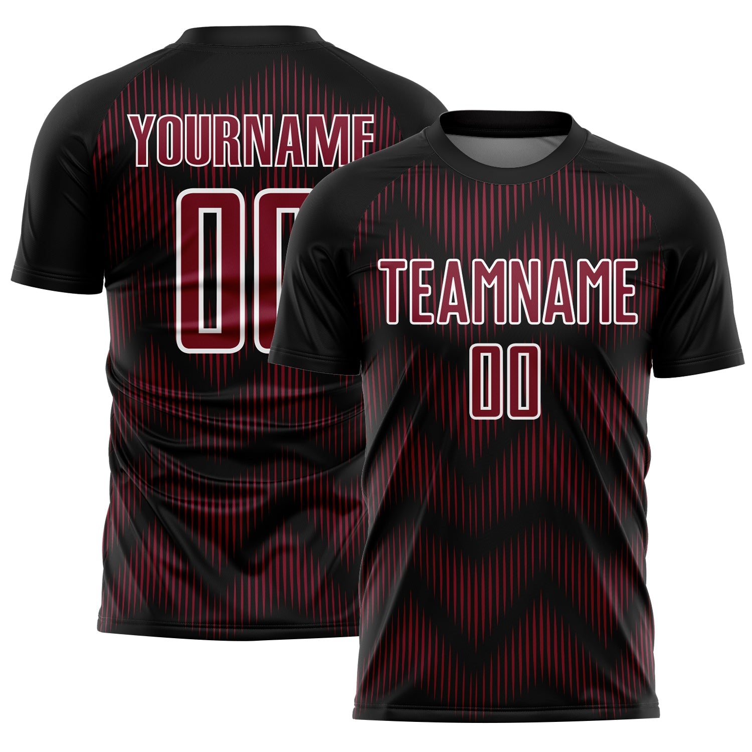 Custom Black Crimson-White Line Sublimation Soccer Uniform Jersey - Main View