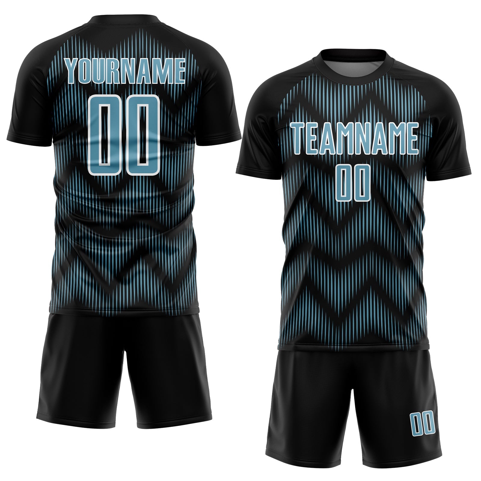 Custom Black Shadow Blue-White Line Sublimation Soccer Uniform Jersey view 2