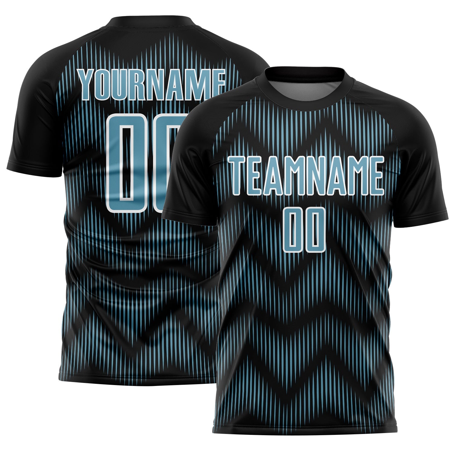 Custom Black Shadow Blue-White Line Sublimation Soccer Uniform Jersey - Main View