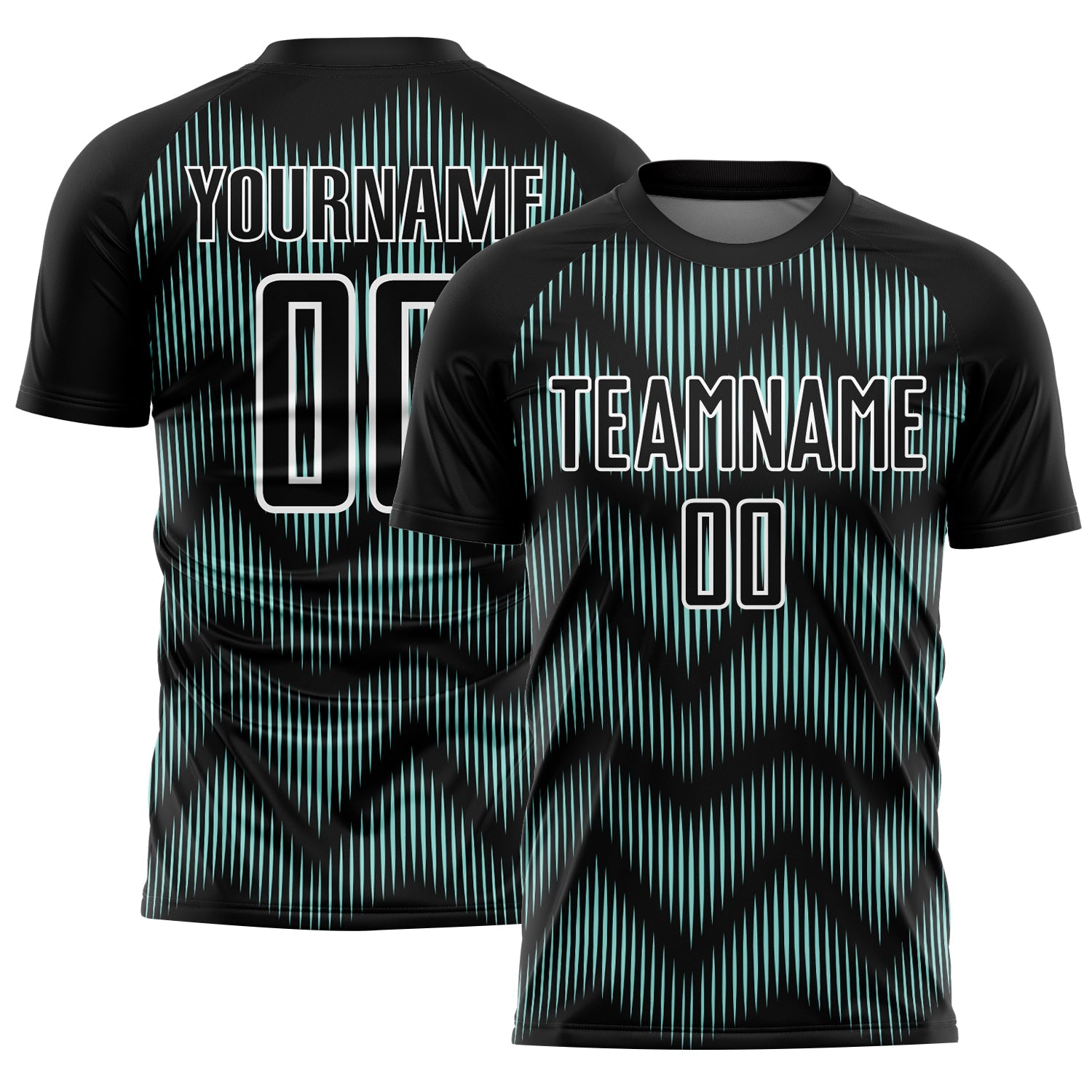 Custom Black Ice Blue-White Line Sublimation Soccer Uniform Jersey - Main View