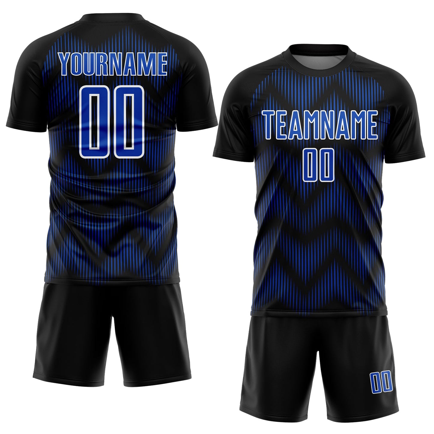 Custom Black Thunder Blue-White Line Sublimation Soccer Uniform Jersey view 2