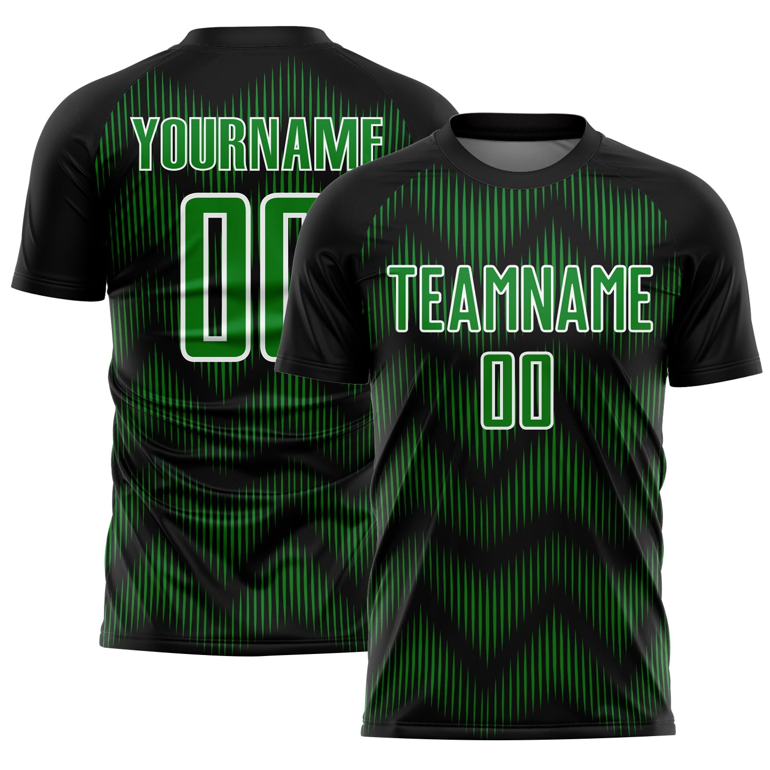 Custom Black Grass Green-White Line Sublimation Soccer Uniform Jersey - Main View