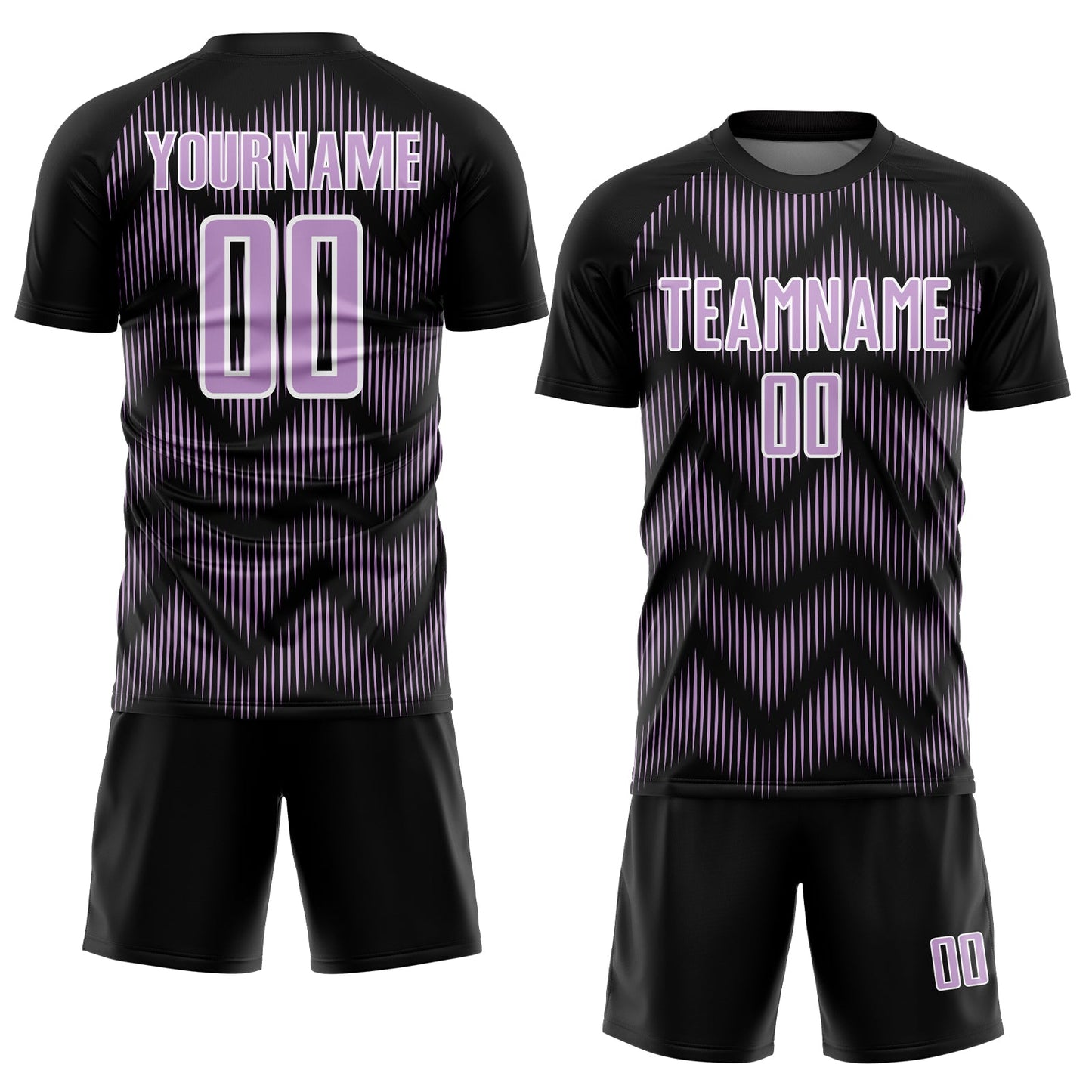 Custom Black Light Purple-White Line Sublimation Soccer Uniform Jersey view 2