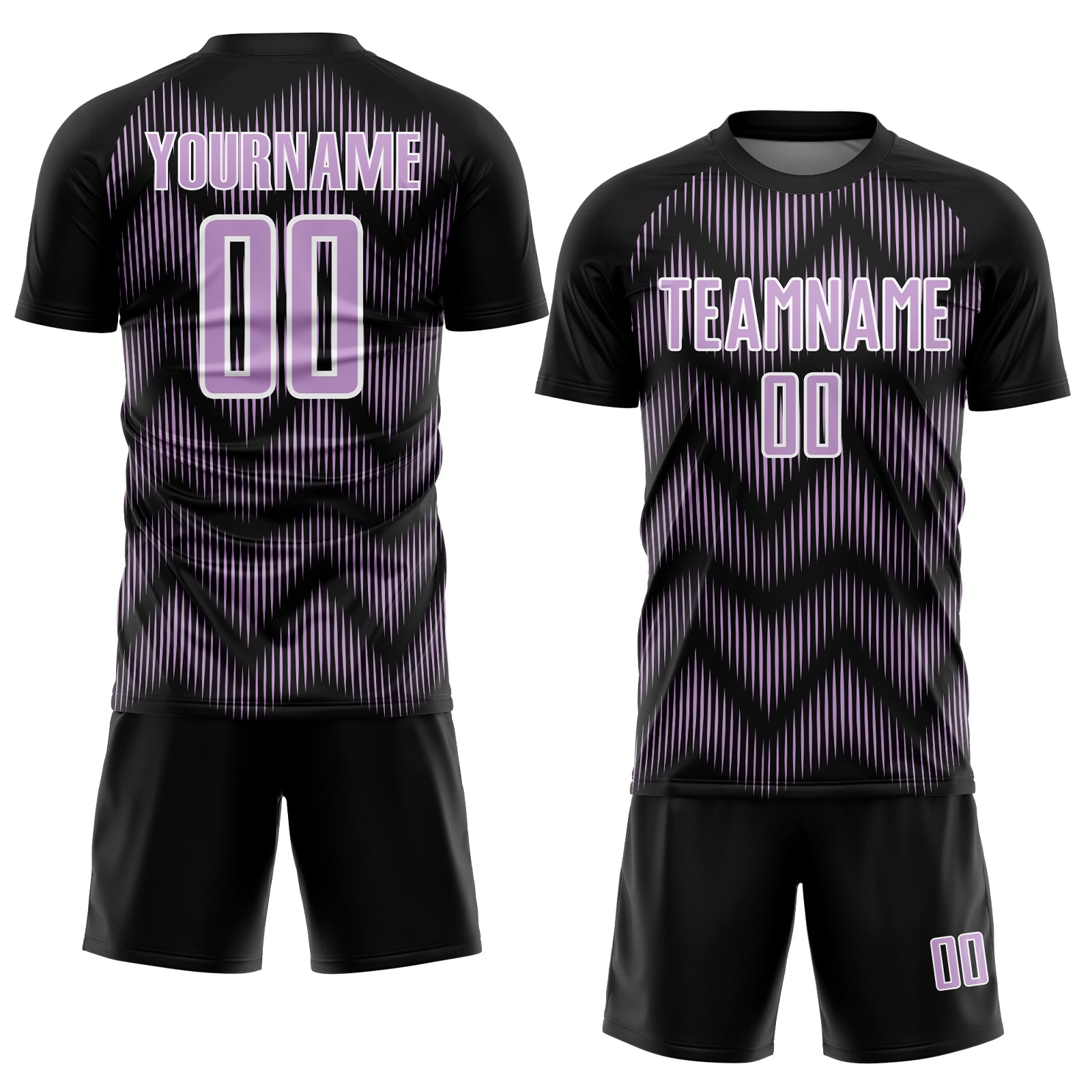 Custom Black Light Purple-White Line Sublimation Soccer Uniform Jersey view 2