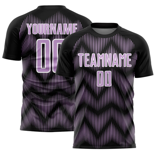 Custom Black Light Purple-White Line Sublimation Soccer Uniform Jersey - Main View