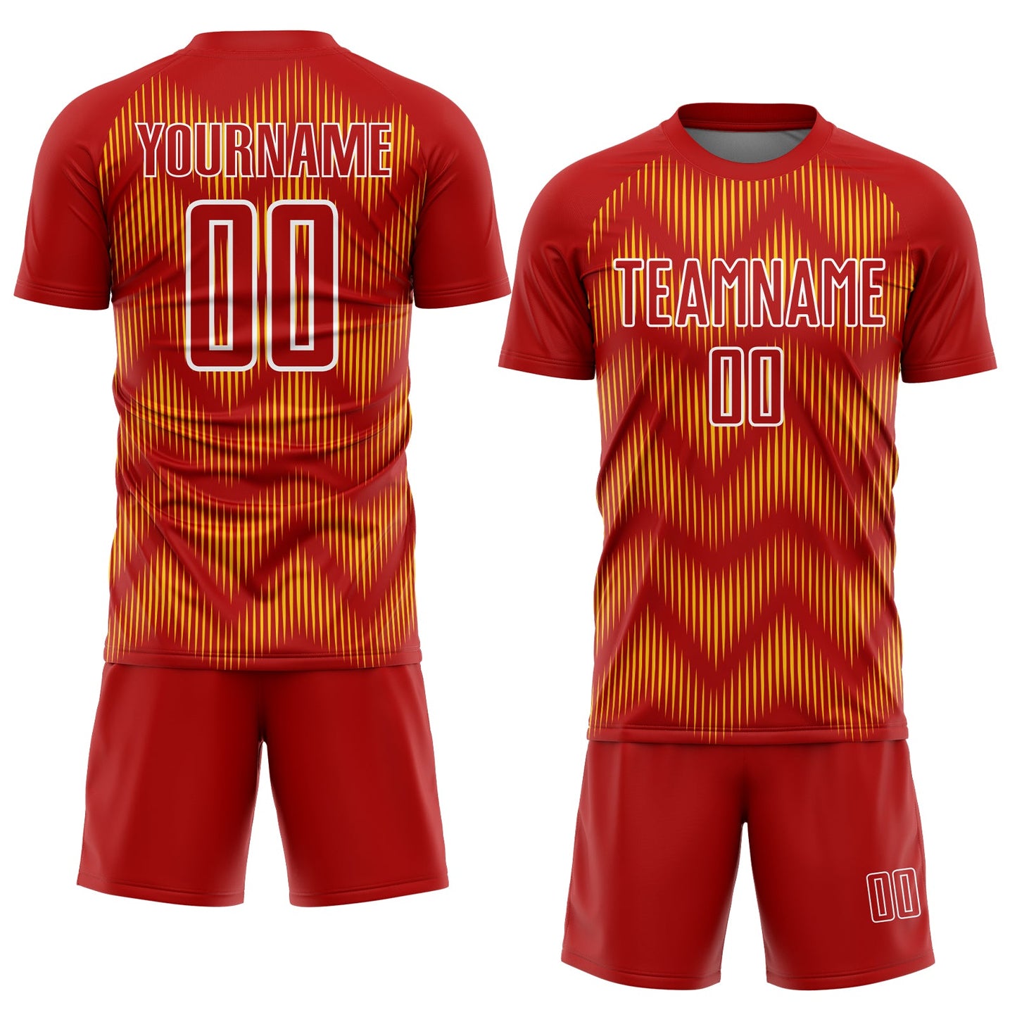 Custom Red Yellow-White Line Sublimation Soccer Uniform Jersey view 2