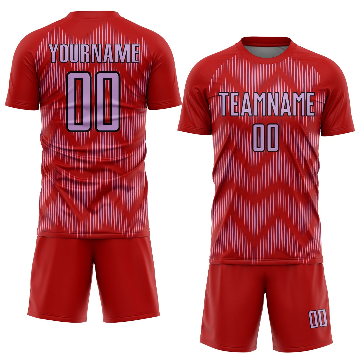 Custom Red Medium Purple-Black Line Sublimation Soccer Uniform Jersey view 2