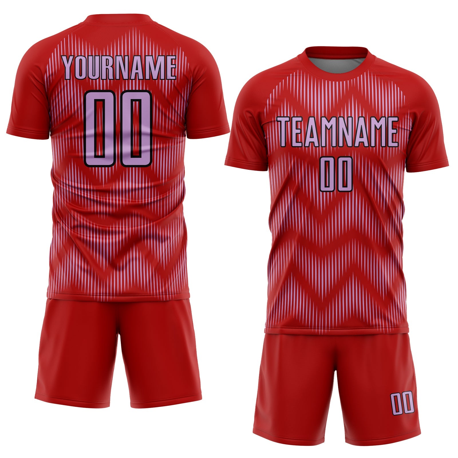 Custom Red Medium Purple-Black Line Sublimation Soccer Uniform Jersey view 2