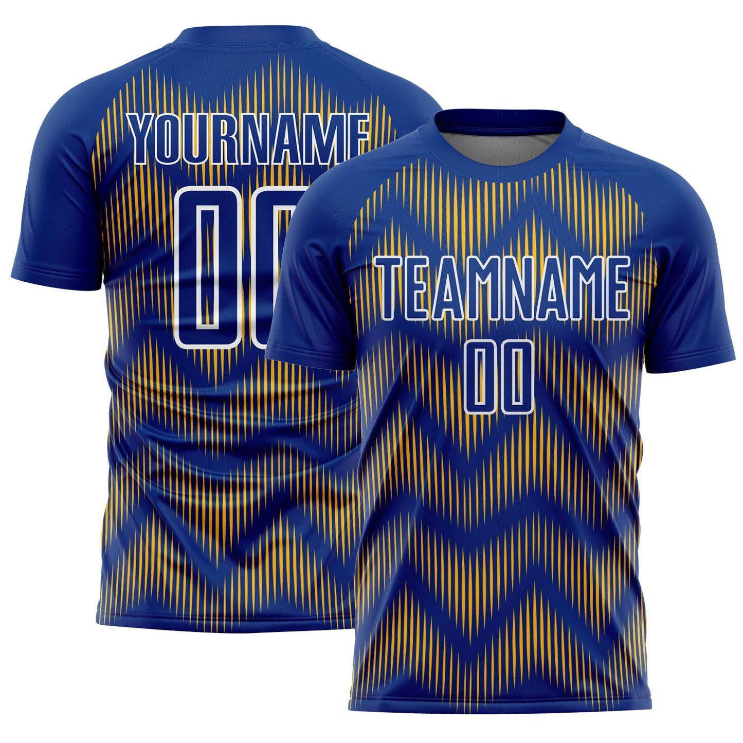 Custom Royal Gold-White Line Sublimation Soccer Uniform Jersey - Main View