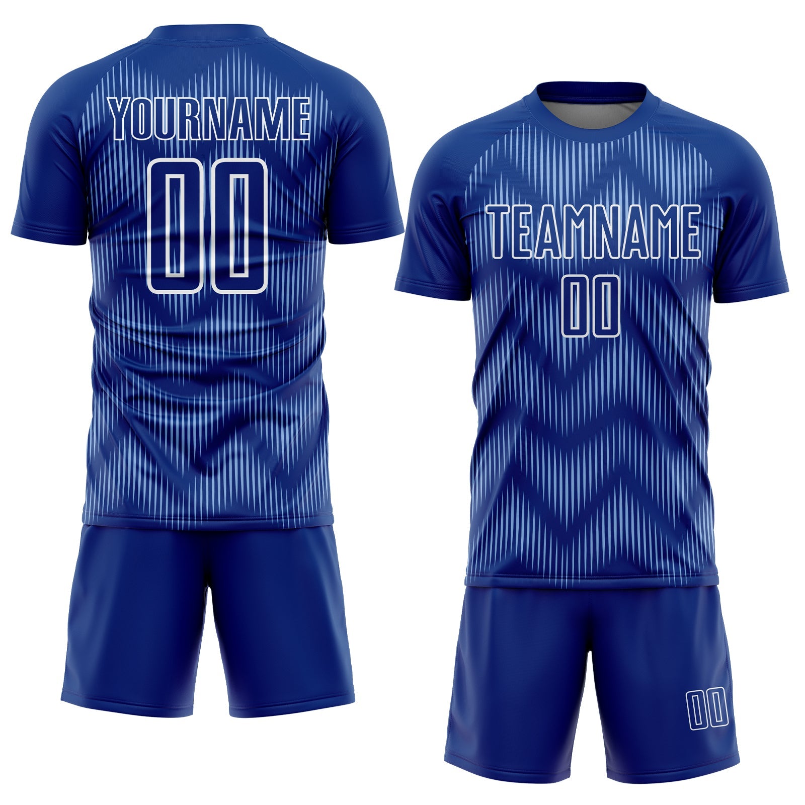 Custom Royal Light Blue-White Line Sublimation Soccer Uniform Jersey view 2