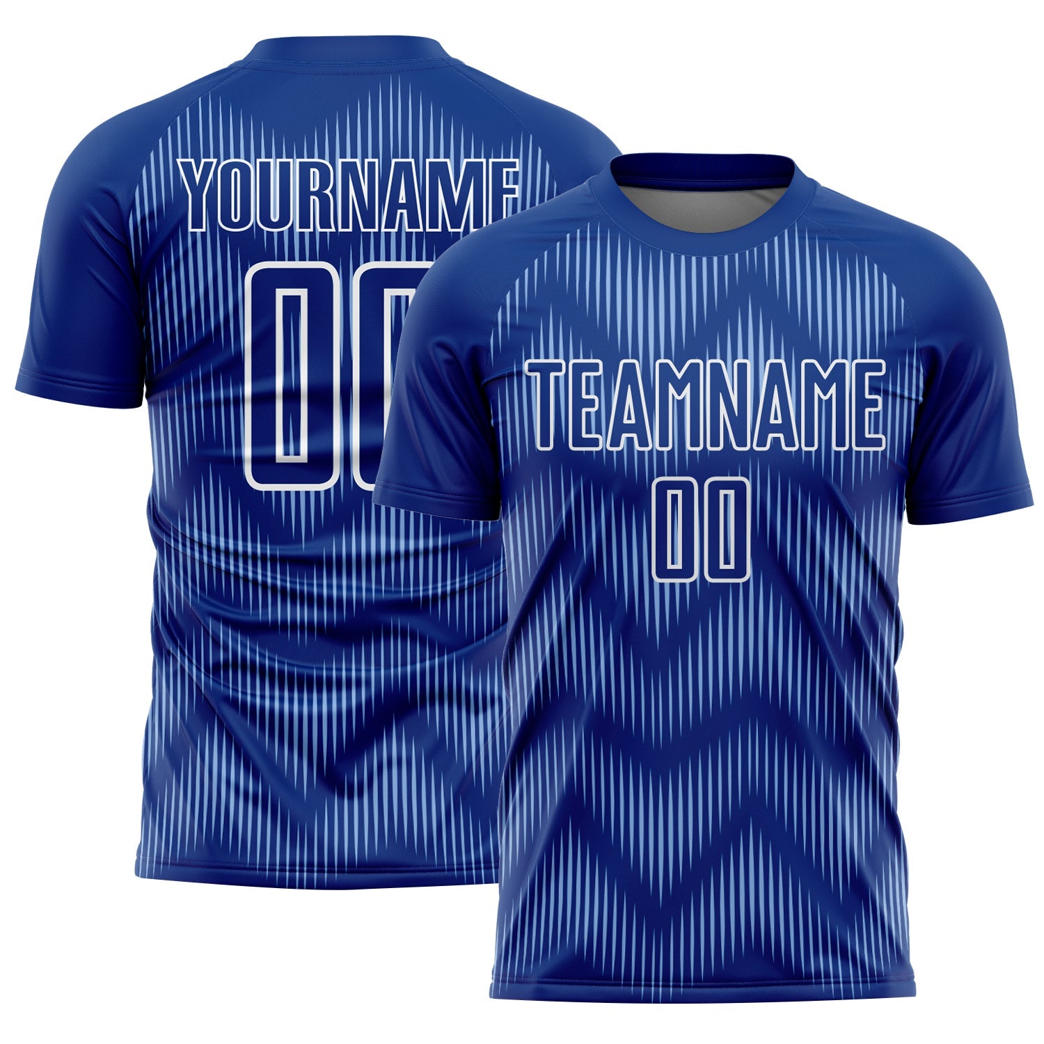 Custom Royal Light Blue-White Line Sublimation Soccer Uniform Jersey - Main View