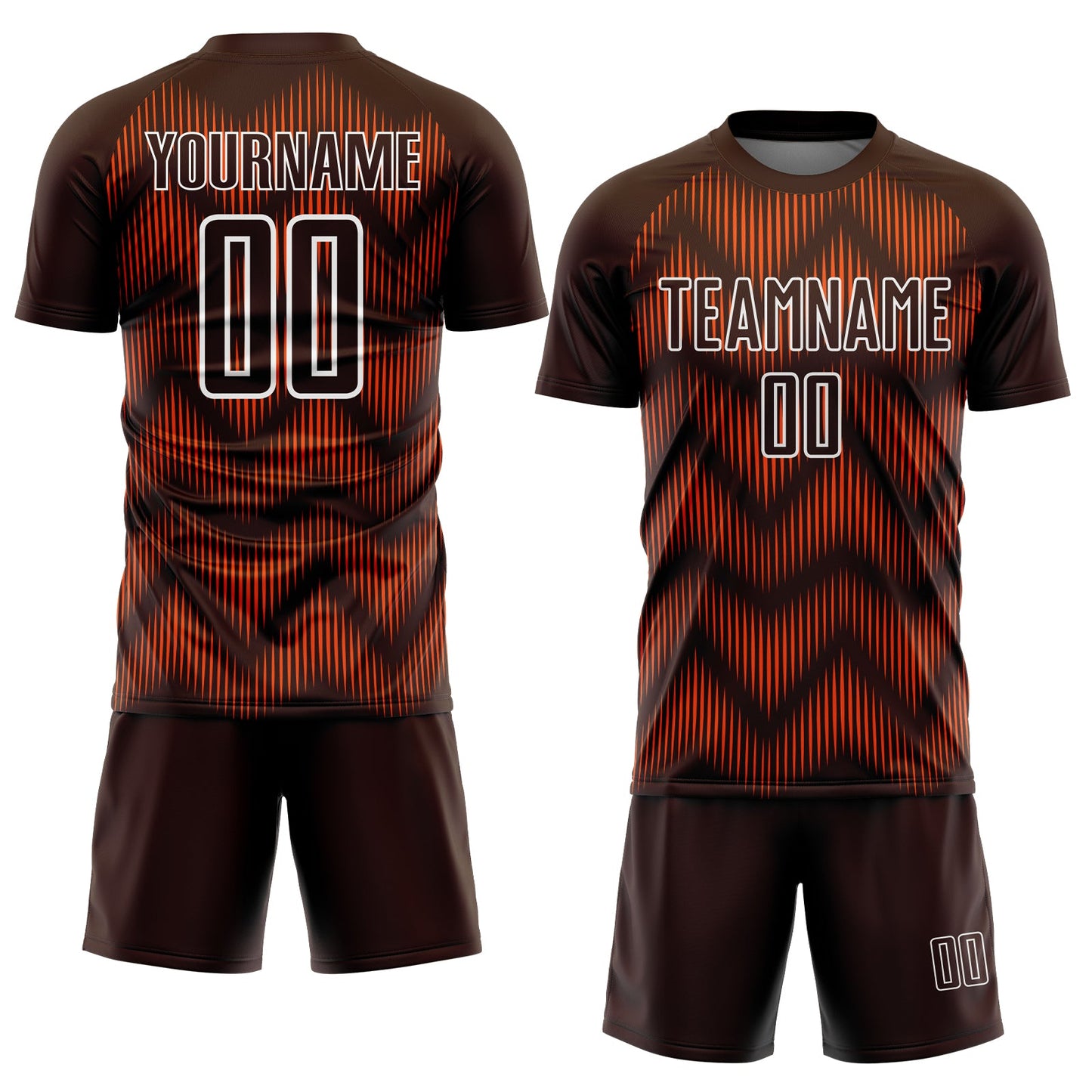 Custom Brown Orange-White Line Sublimation Soccer Uniform Jersey view 2