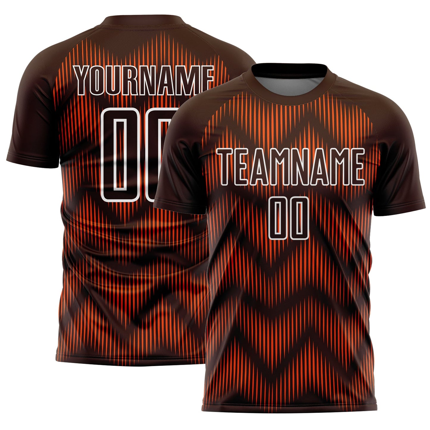 Custom Brown Orange-White Line Sublimation Soccer Uniform Jersey - Main View
