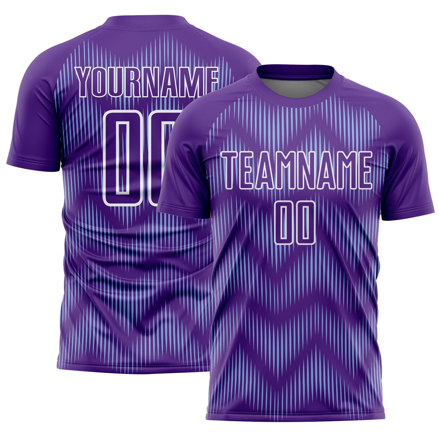 Custom Purple Light Blue-White Line Sublimation Soccer Uniform Jersey - Main View