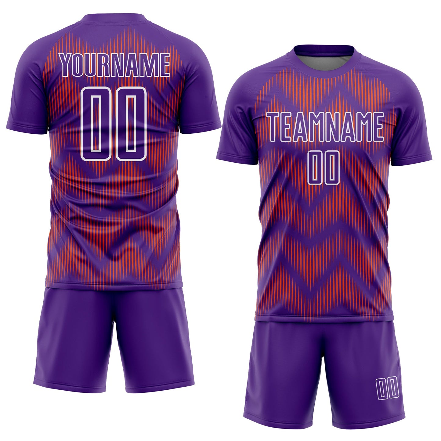 Custom Purple Orange-White Line Sublimation Soccer Uniform Jersey view 2