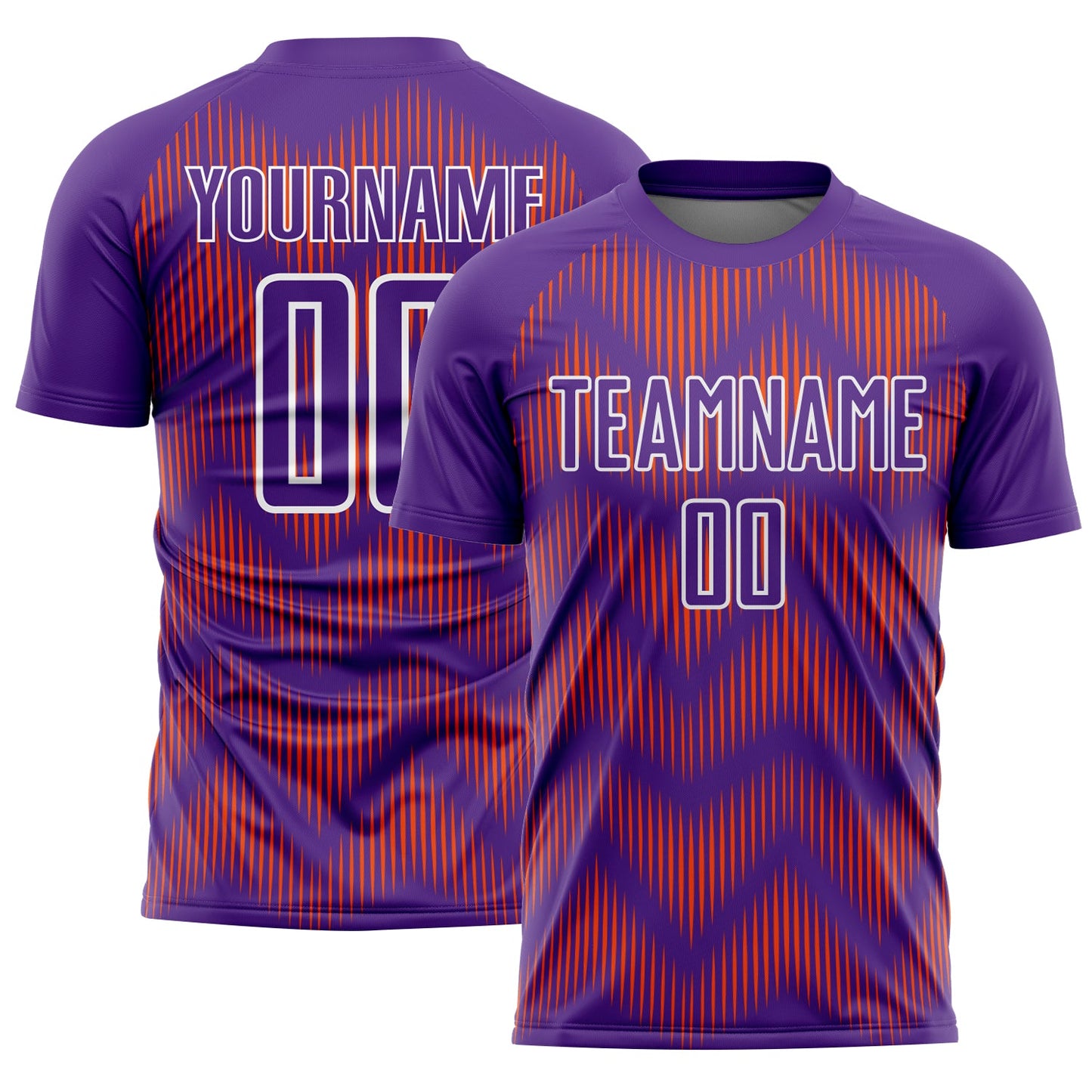 Custom Purple Orange-White Line Sublimation Soccer Uniform Jersey - Main View