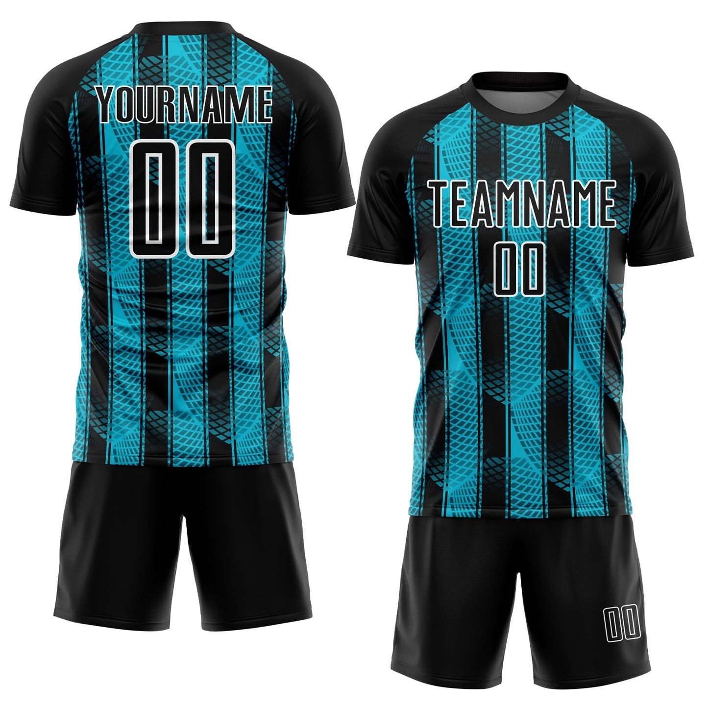 Custom Black Lakes Blue-White Abstract Network Sublimation Soccer Uniform Jersey view 2