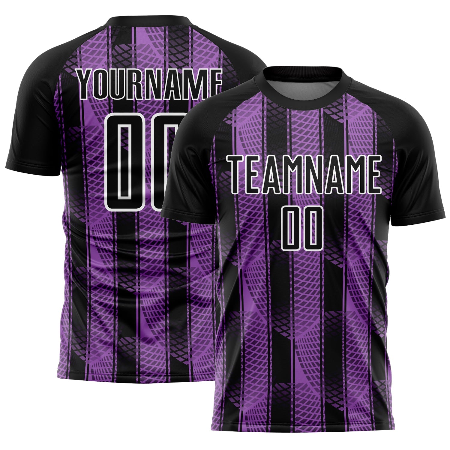 Custom Black Medium Purple-White Abstract Network Sublimation Soccer Uniform Jersey - Main View