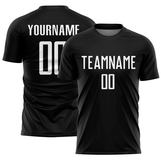 Custom Black White Sublimation Soccer Uniform Jersey - Main View